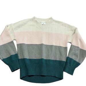 Abercrombie Kids V-Neck Sweater Color block Size 11/12 Stripe Winter Soft